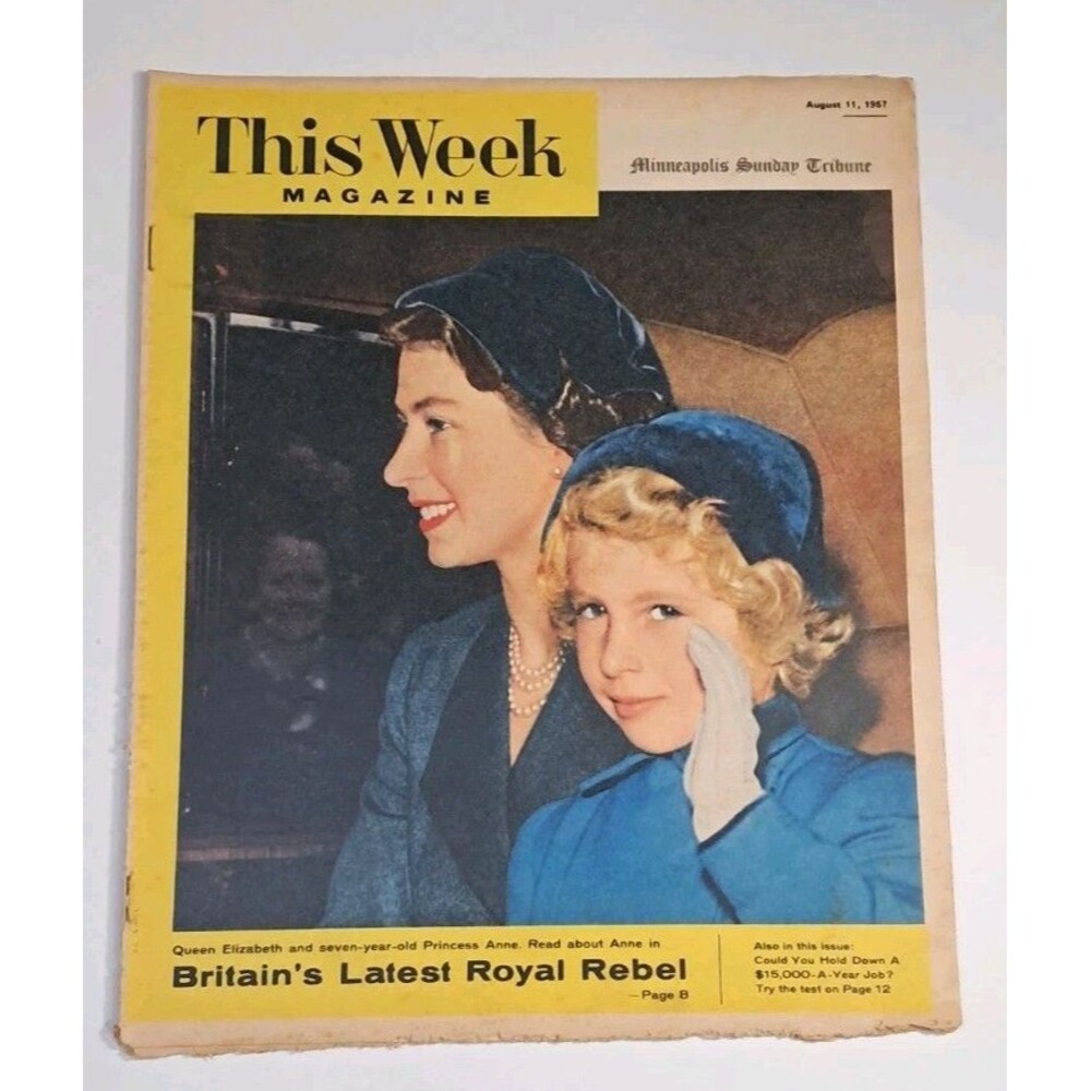 This Week Magazine Minneapolis Sunday Tribune 8/11/57 Queen Elizabeth Anne